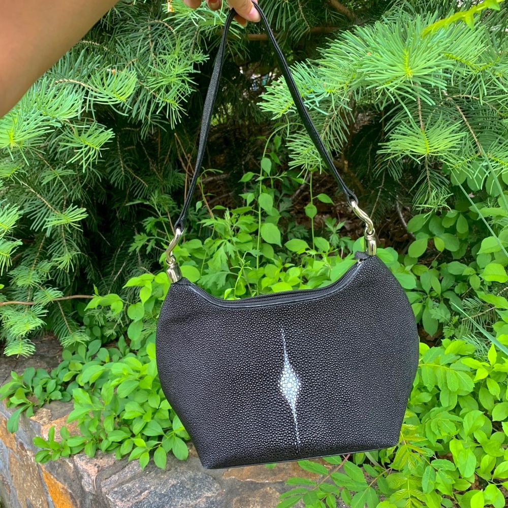 Pebbled black hobo bag